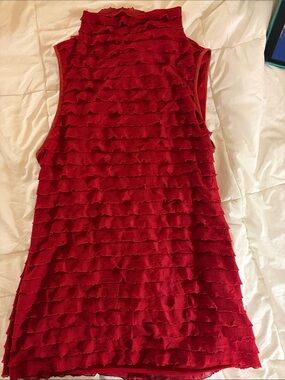 NY Collection Red Ruffle Sleeveless Top